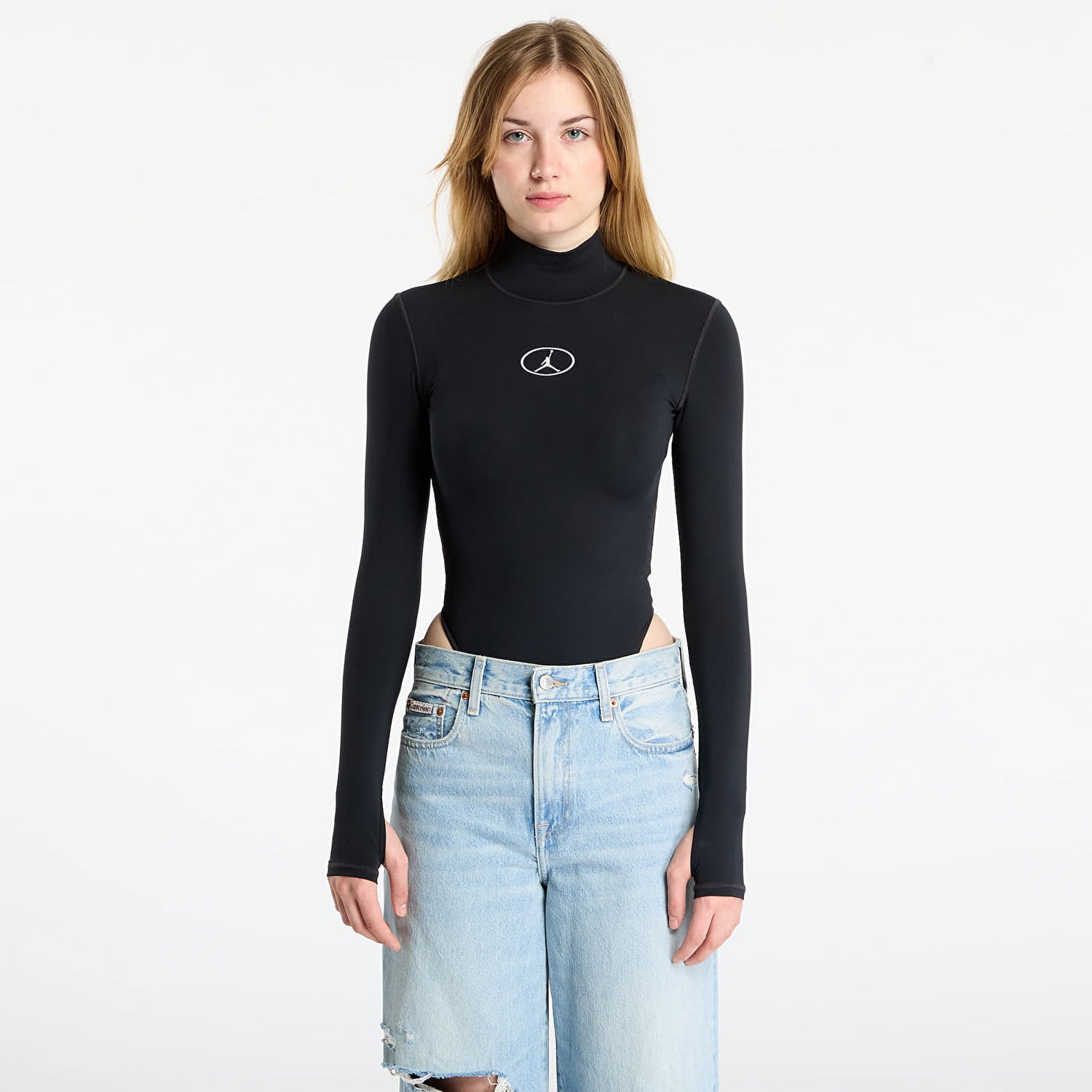 Body Jordan Flight Mountainside Long-Sleeve Mock Neck Bodysuit Crna | HV0350-010, 0