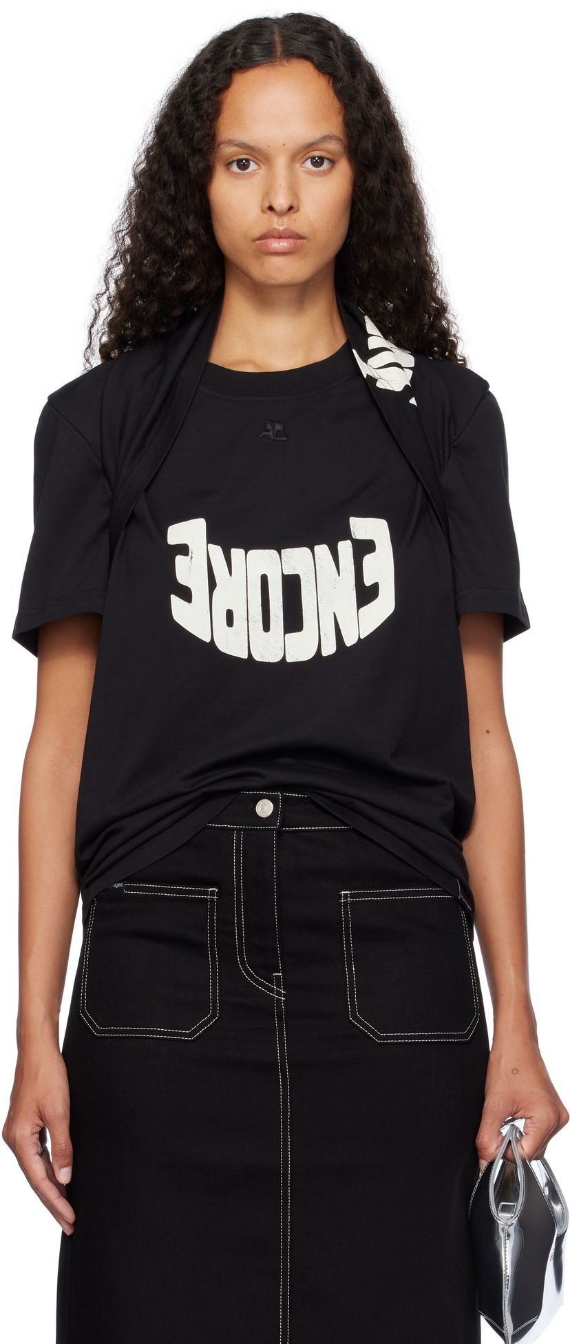 Majica kratkih rukava Courrèges Encore Print Cotton T-shirt Crna | 324JTO332JS0112