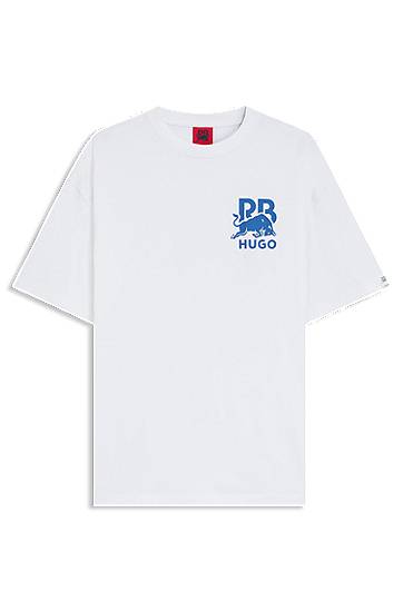 Majica kratkih rukava BOSS RB cotton T-shirt with bull-graphic logo Bijela | 50549307, 0