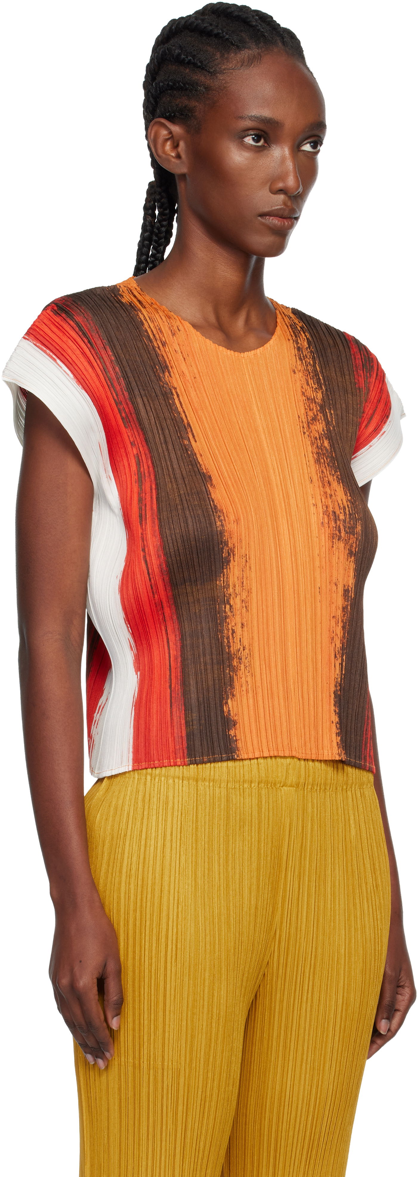 Majica kratkih rukava Pleats Please Issey Miyake PLEATS PLEASE ISSEY MIYAKE Pleated Short Sleeve Brushstroke Top Višebojno | PP58JK672, 1