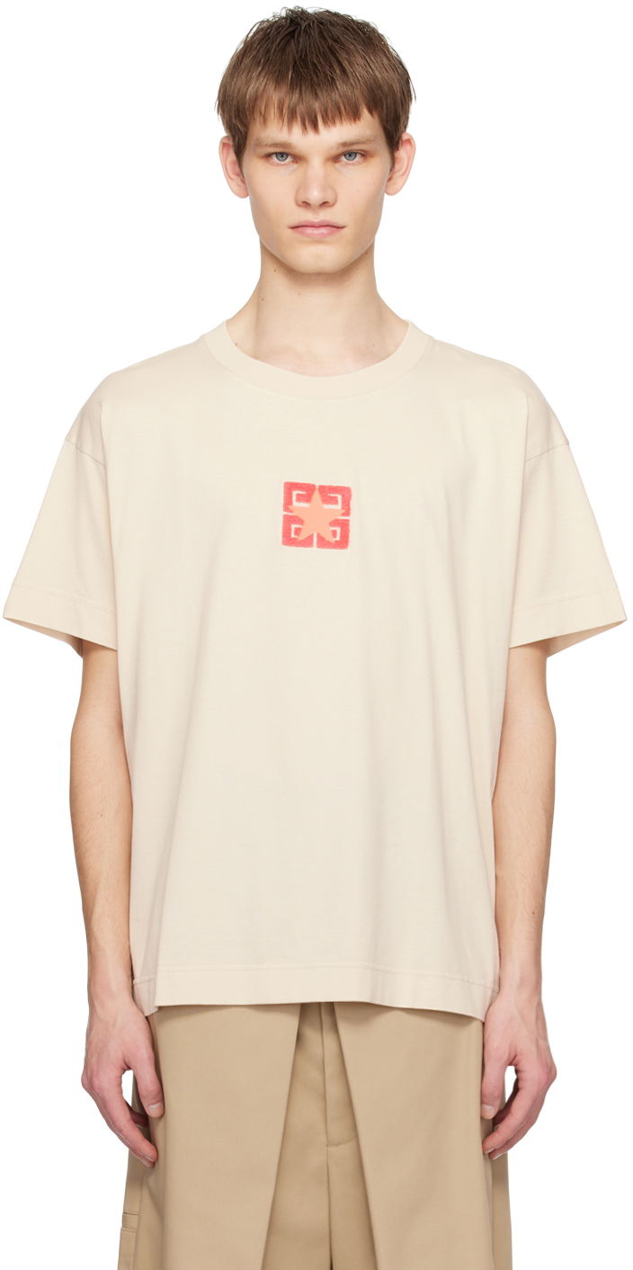 Majica kratkih rukava Givenchy 4G Stars T-Shirt Bež | BM71JB3YLZ129