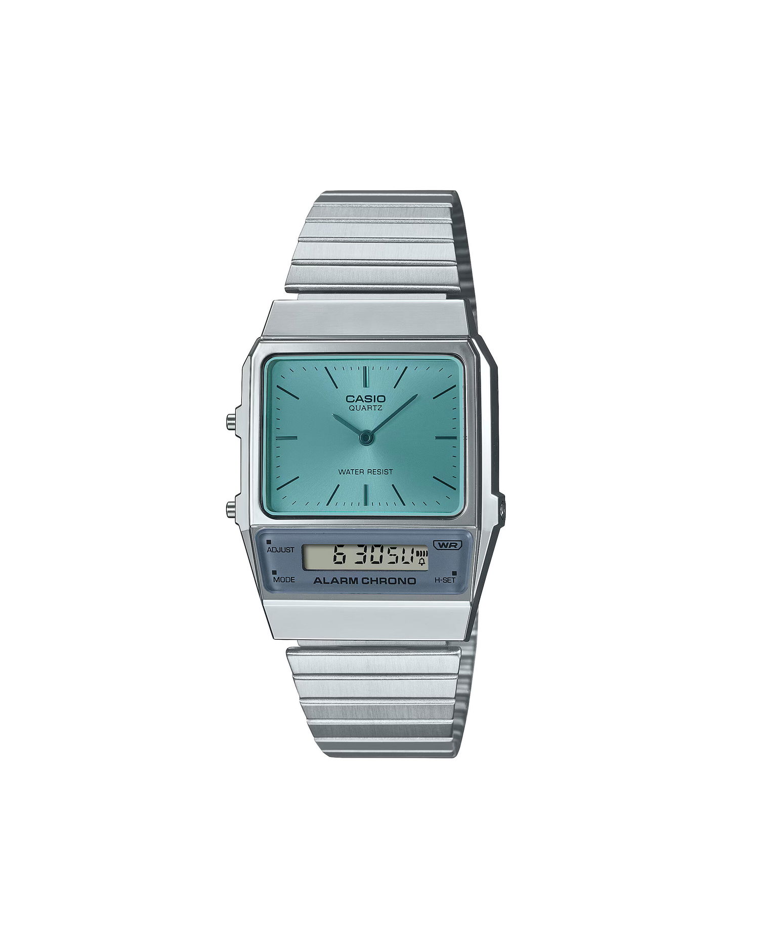 Satovi CASIO Rectangular Case Combination Display Water Resistant Alarm Chrono Watch Metalik | AQ-800EC-2AEF, 0