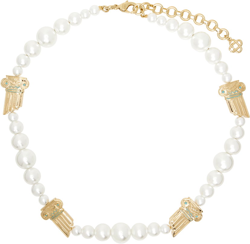 Ogrlica Casablanca Faux-Pearl Column Necklace with Gold Accents Bijela | APS25-JW-260-01