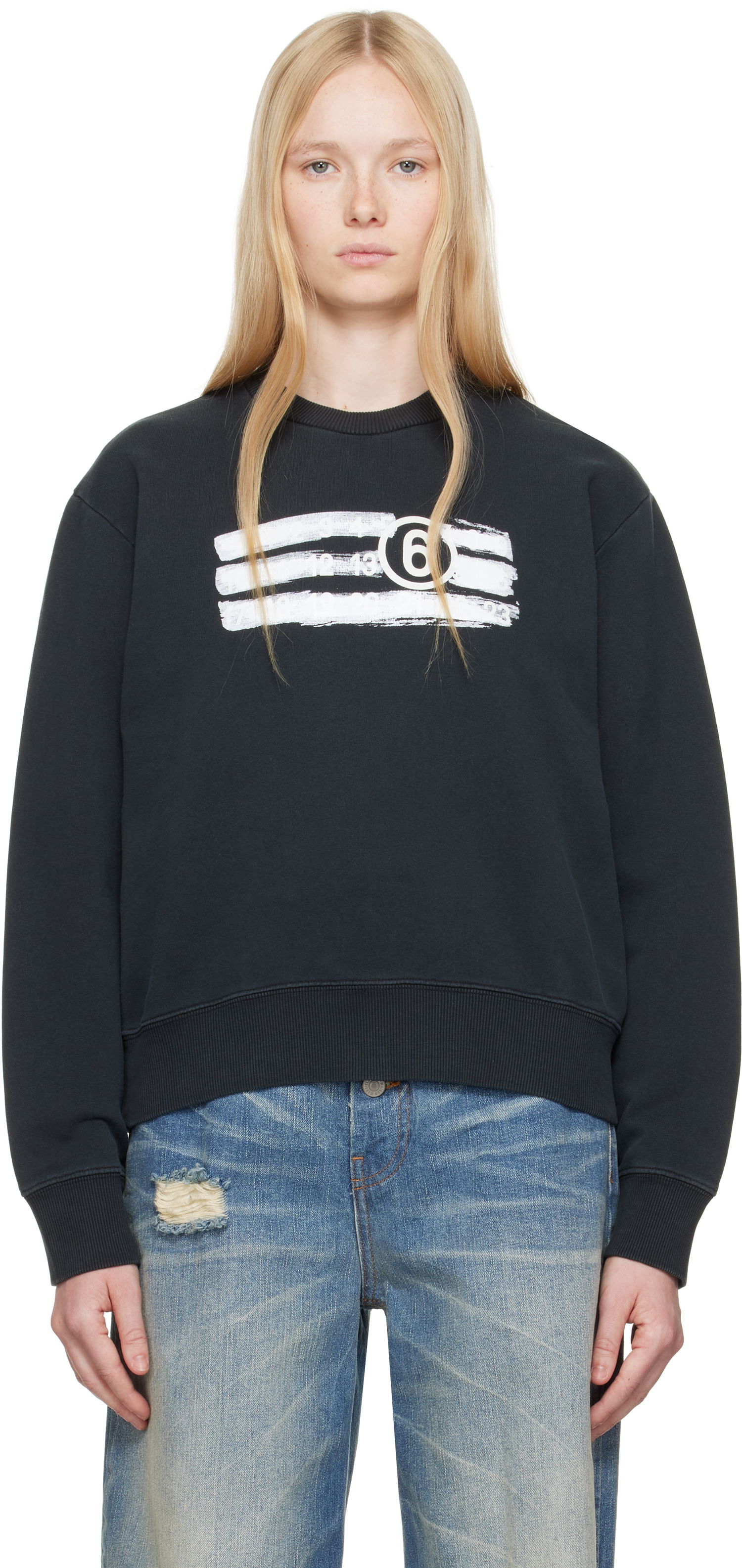 Džemper Maison Margiela MM6 Maison Margiela Unbrushed Jersey Sweatshirt Crna | S62GU0139 M25004, 0