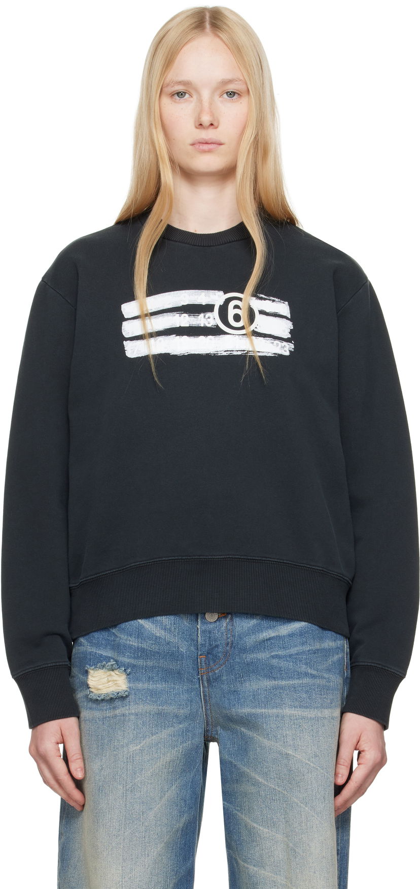 Džemper Maison Margiela MM6 Maison Margiela Unbrushed Jersey Sweatshirt Crna | S62GU0139 M25004