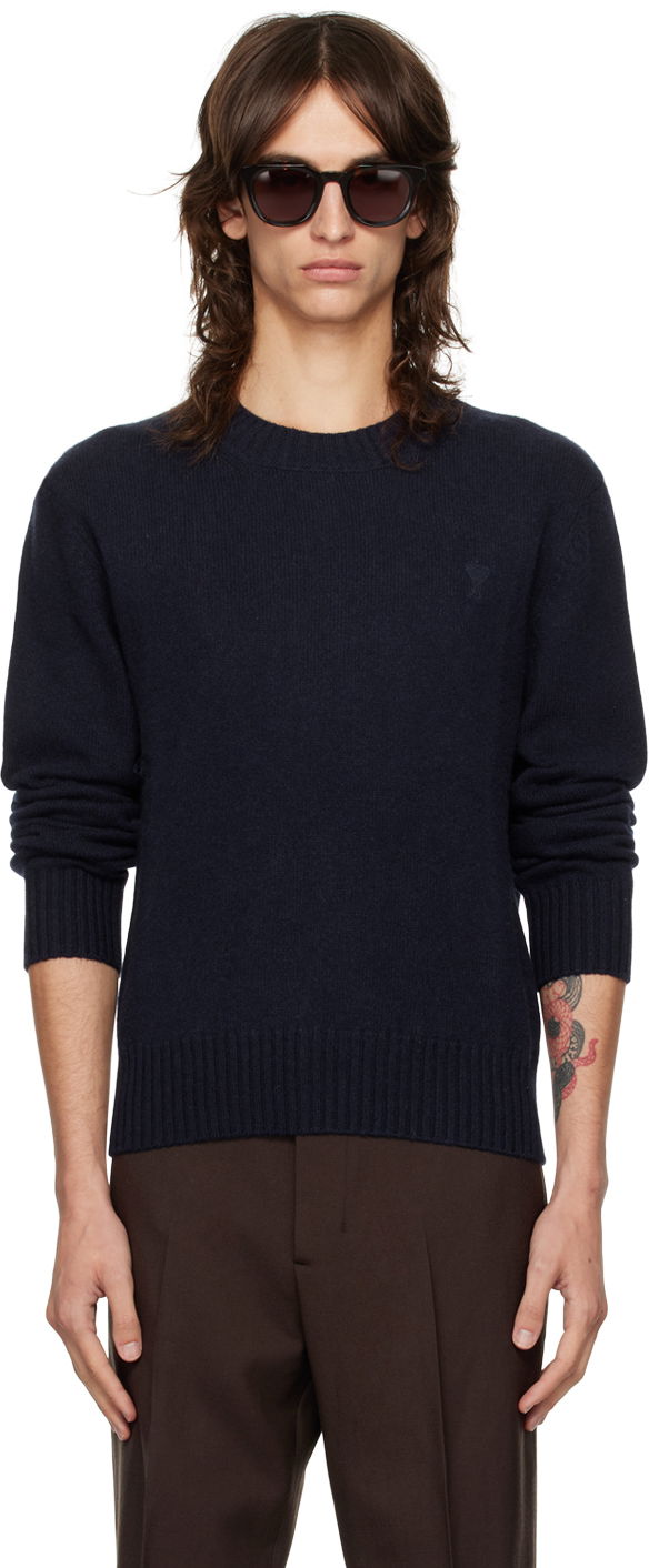 Džemper AMI Cashmere Crewneck Sweater Tamnoplava | HKS057.005