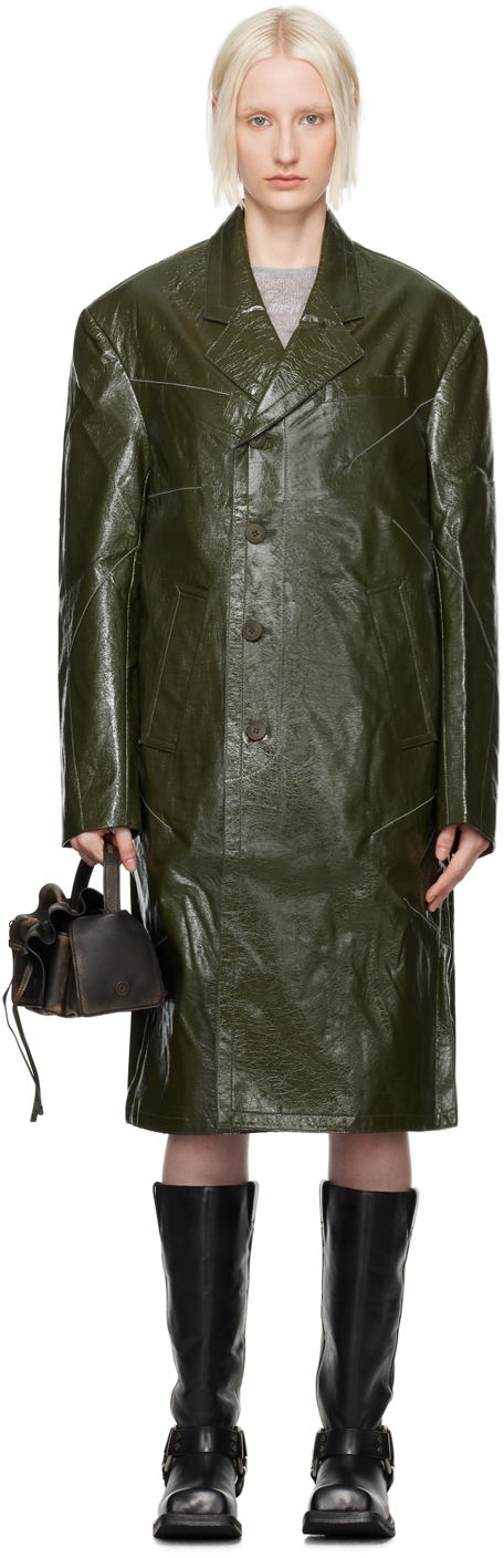 Kaputi Andersson Bell Green Mauer Faux-Leather Coat Zelena | awa637m