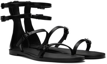 Tenisice i cipele Max Mara Evegflat Designer Double Strap Leather Sandals Crna | 2414521032600, 3
