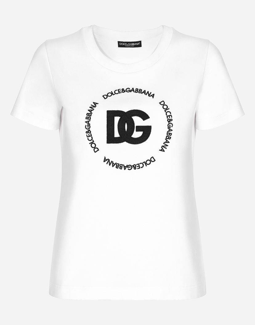 Majica kratkih rukava Dolce & Gabbana Jersey T-shirt With Dg Logo Bijela | F8T00ZGDB5UW0800