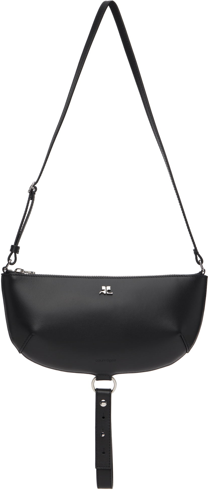 Torba za rame Courrèges Courrèges Holy Eclipse Leather Shoulder Bag Crna | 325GSA190CR0065