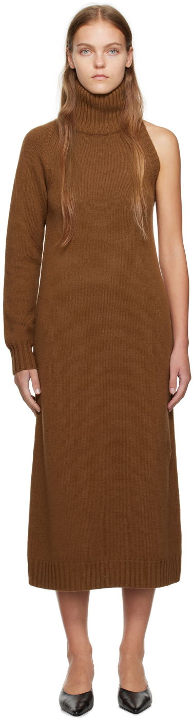 Haljina Max Mara Max Mara Single-Shoulder Midi Dress Smeđa | 2313262536600 MM12127