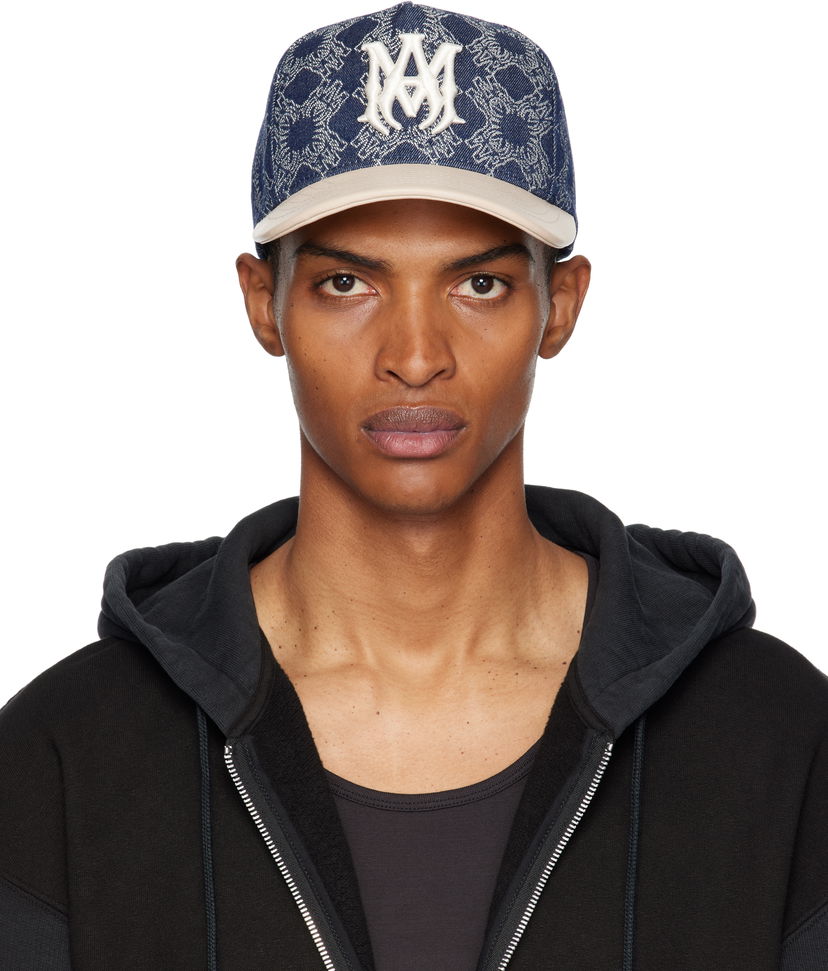 Kapa AMIRI AMIRI MA Leather Brim Denim Cap Tamnoplava | AMHACP1061