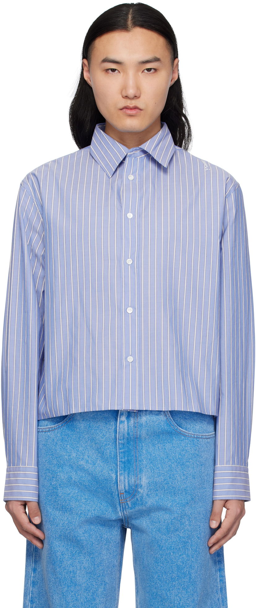 Košulja Marni Marni Poplin Stripe Cropped Shirt Plava | CUMU0337S0 UTC455