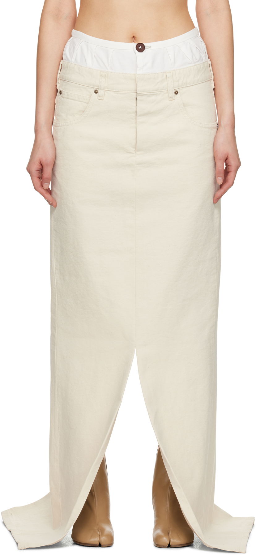 Suknja Maison Margiela Maison Margiela 'Anonymity Of The Lining' Denim Maxi Skirt Bež | S51MI0004 M35261