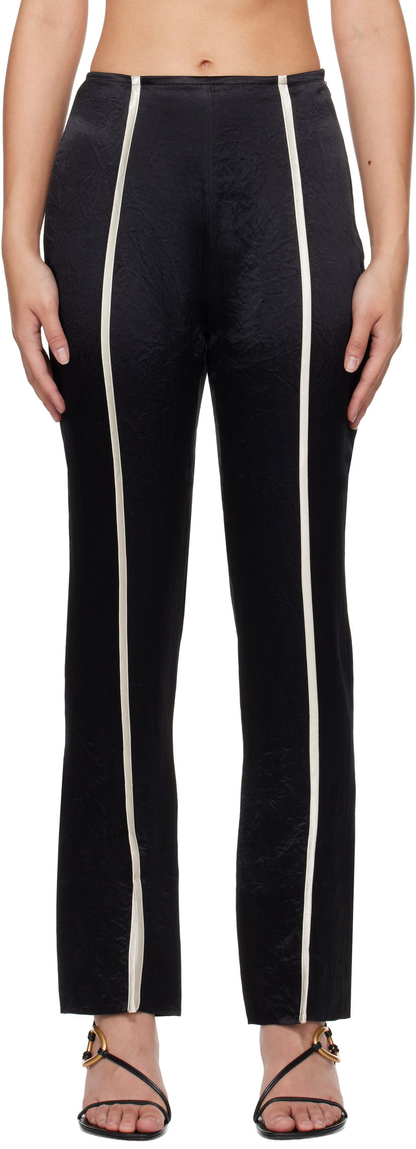Hlače Nanushka Formal Straight Leg Side Stripe Trousers Crna | NW24FWPA34199