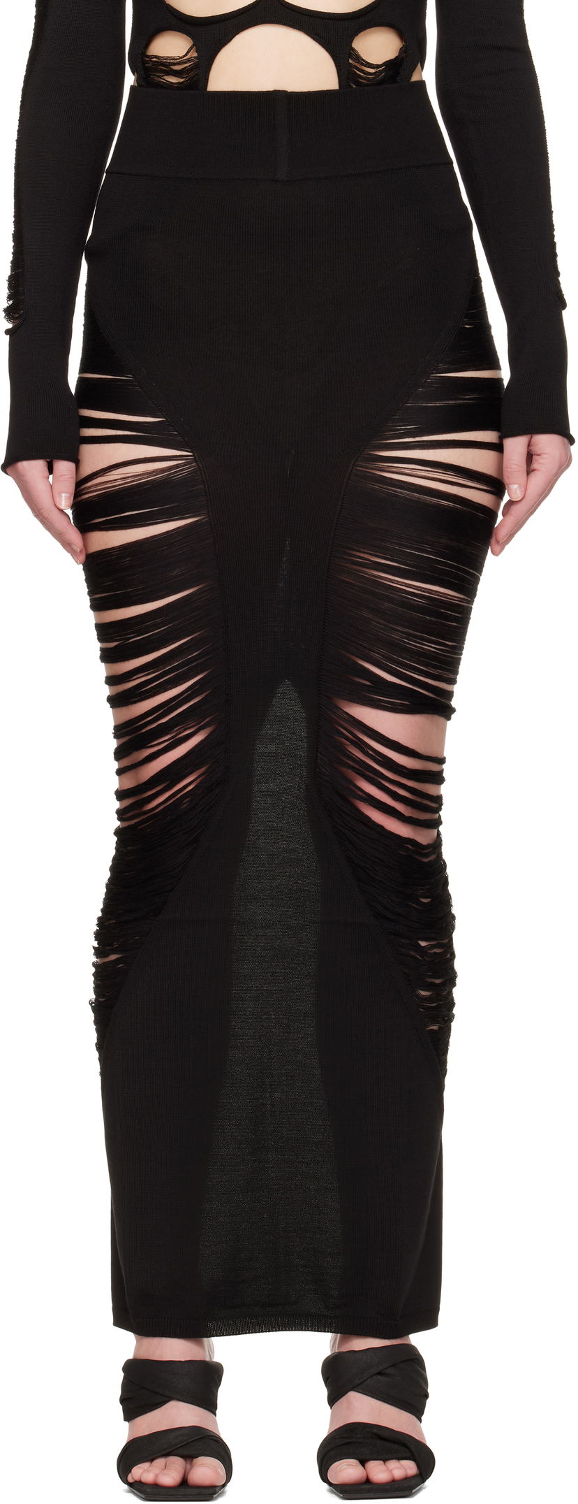 Suknja Rick Owens Rick Owens Hollywood Pillar Maxi Skirt Crna | RO01E7679 KGRIDM