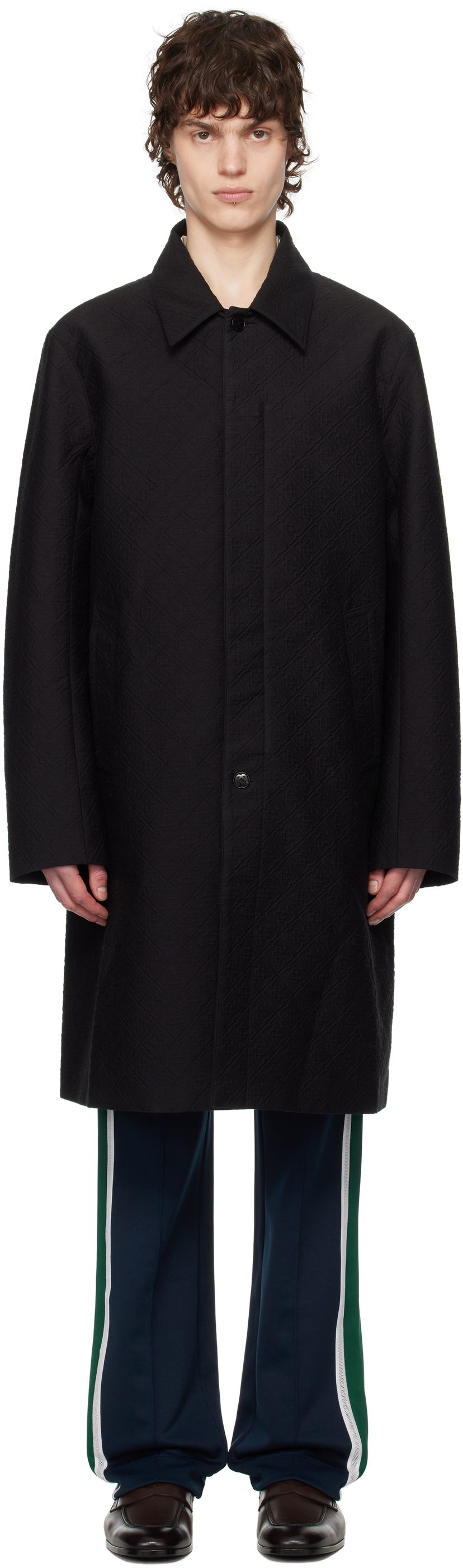 Kabanica Casablanca Casablanca Jacquard Car Coat Crna | MPS25-OT-163-01