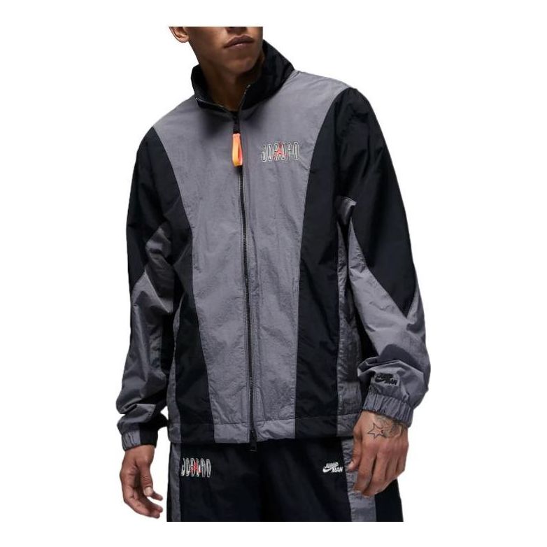 Vjetrovka Jordan Colorblock Embroidered Zipper Jacket Crna | DQ8034-014
