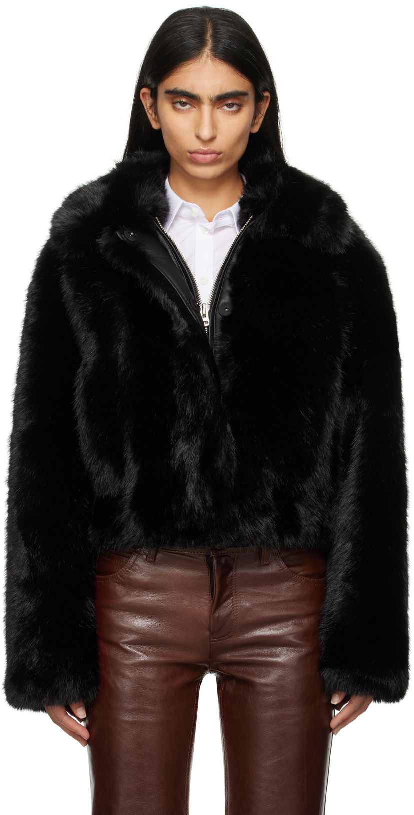 Bomber jakna STAND STUDIO Faux-Fur Jacket Crna | 66354-9155