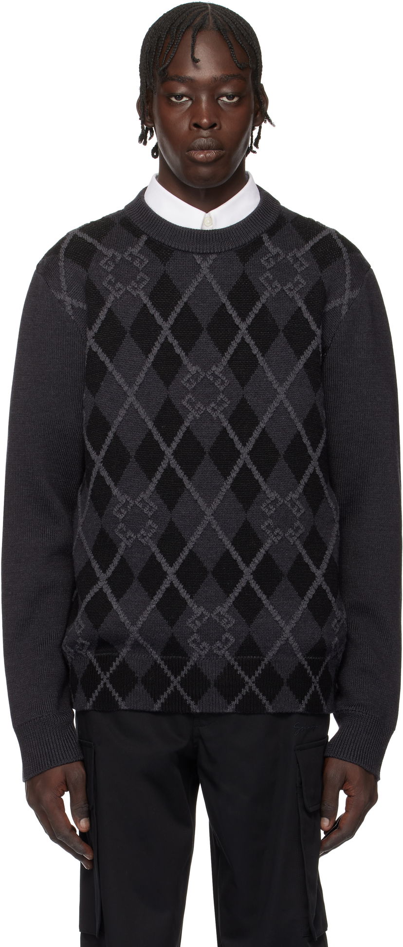 Džemper Givenchy Argyle Pattern Sweater Siva | BM90TX4YL0001