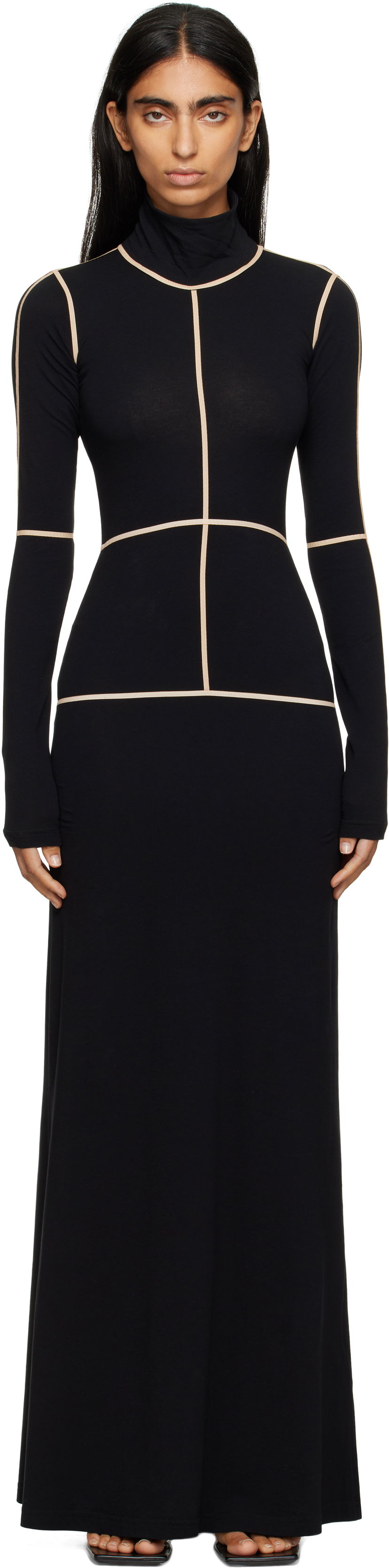 Haljina Maison Margiela MM6 Maison Margiela Taped Seam Maxi Dress Crna | S52DG0028 M20125