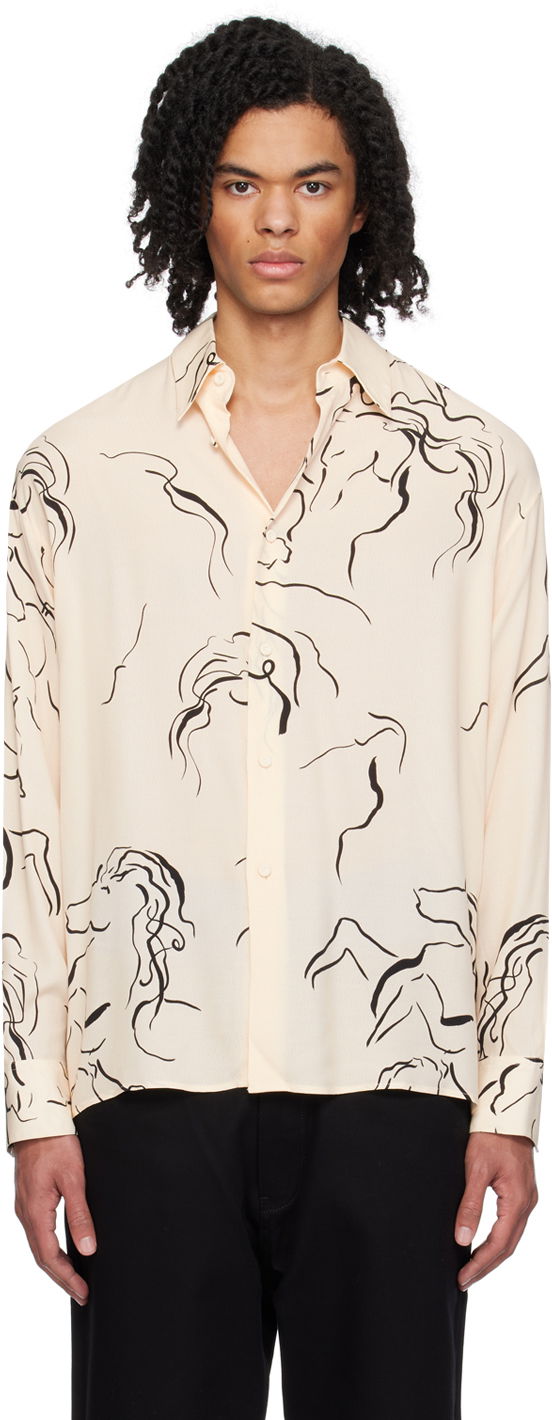 Košulja Emporio Armani Printed Abstract Shirt Bež | E31F27 F1022