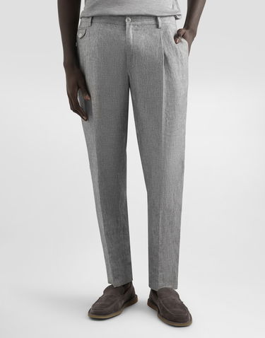 Hlače Dolce & Gabbana Dolce & Gabbana Washed Linen Canvas Cropped Trousers Siva | GV4EETFU4MFS8290, 1
