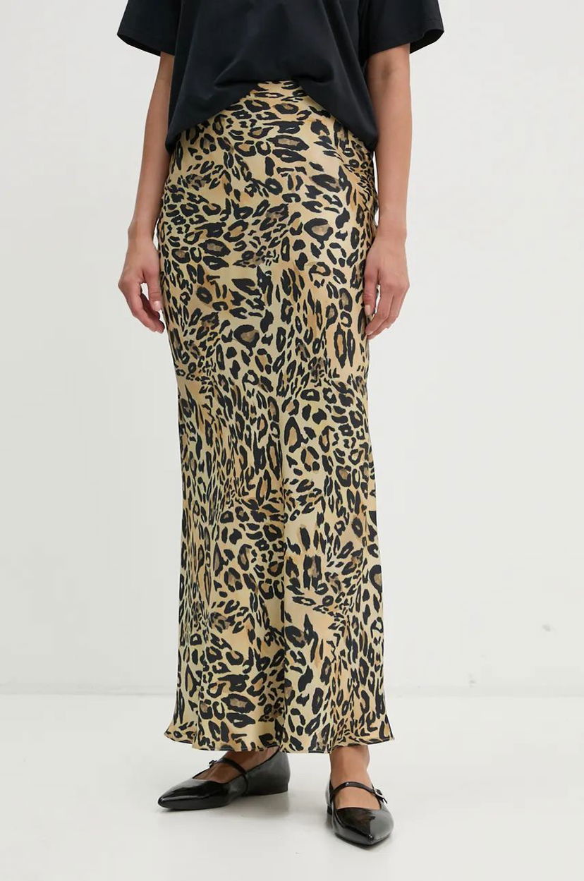 Suknja Nanushka Leopard Print Maxi A-Line Skirt Bež | NW24PFSK6071