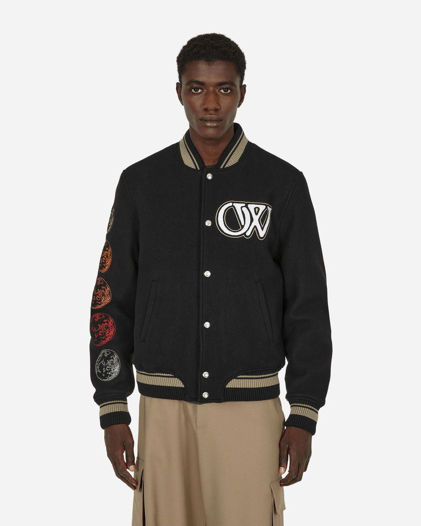 Bomber jakna Off-White Cryst Moon Phase Varsity Jacket Black Crna | OMEH053F23FAB002 1001