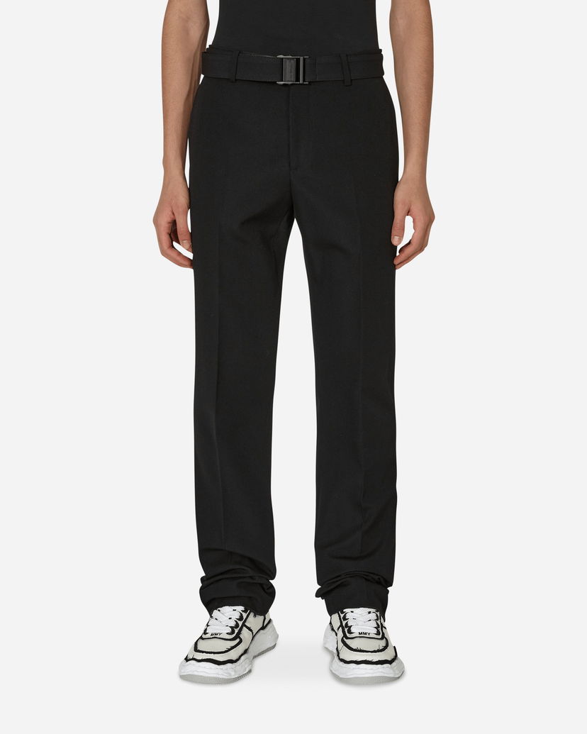 Hlače Off-White Buckle Dry Wool Slim Pants Crna | OMCA214F22FAB002 1000