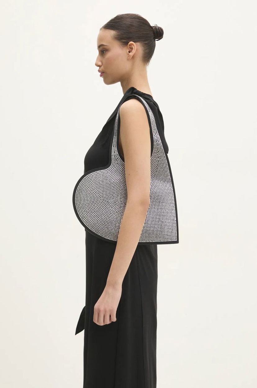 Torba za rame Coperni Coperni Crystal-Embellished Mini Heart Tote Bag Metalik | COPBA14BIS455