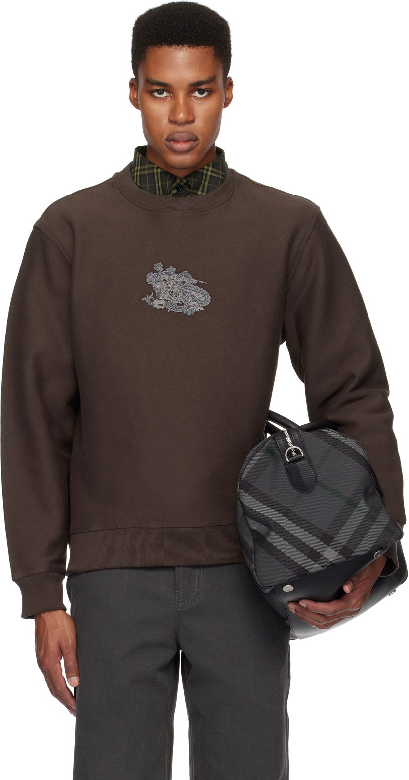 Dukserice Burberry Cotton Blend Sweatshirt with Equestrian Knight Embroidery Smeđa | 8099546