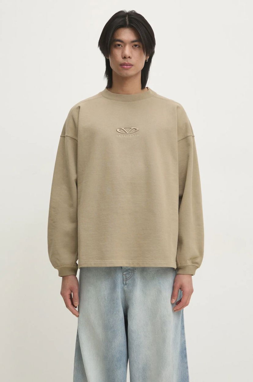 Džemper VETEMENTS VETEMENTS Oval Logo Cropped Boxy Sweatshirt Bež | UA66CW600T