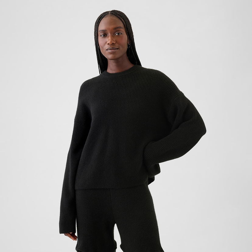 Džemper GAP Sweater Cashsoft Crew Pullover Black XS Crna | 483763-02