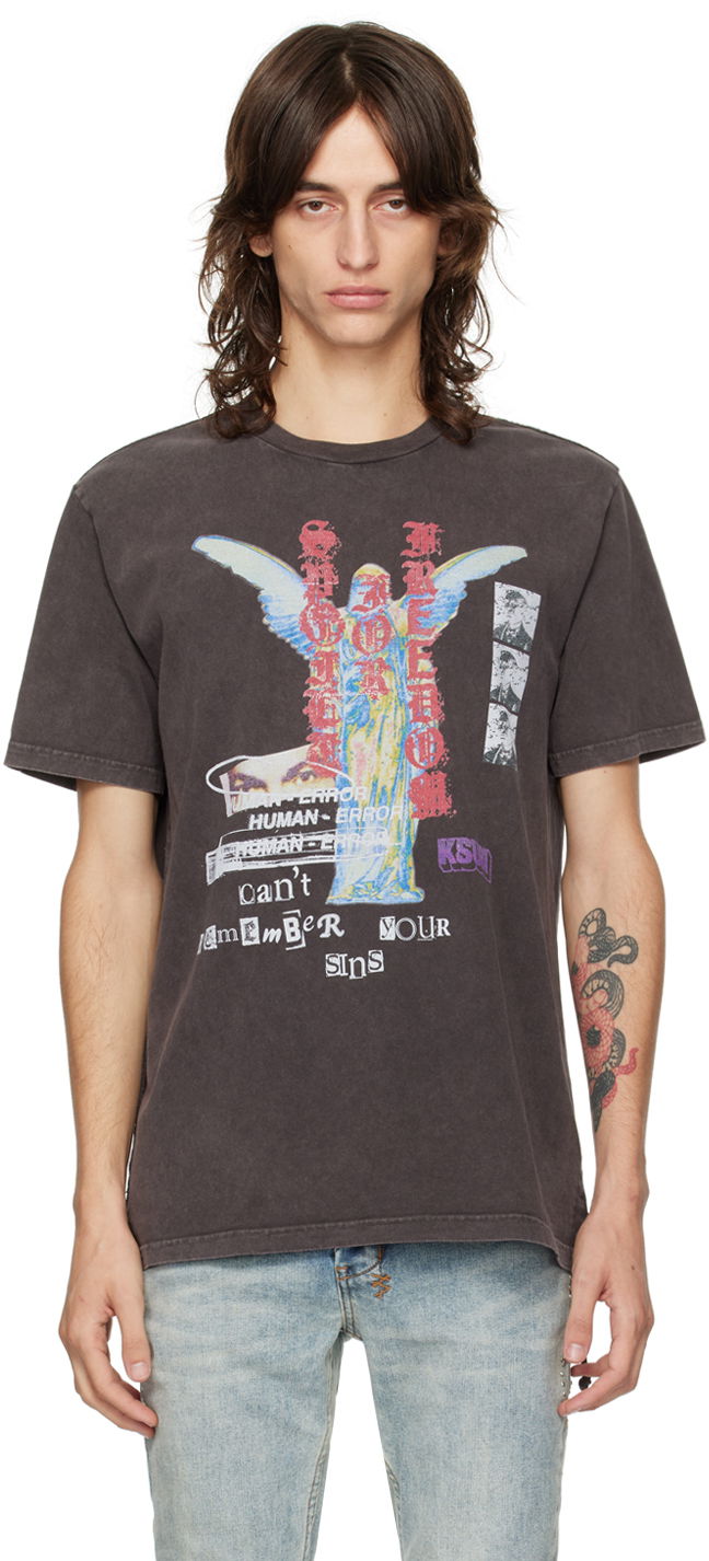 Majica kratkih rukava Ksubi Brown Crewneck Sinners Kash T-Shirt Crna | MPF24TE001
