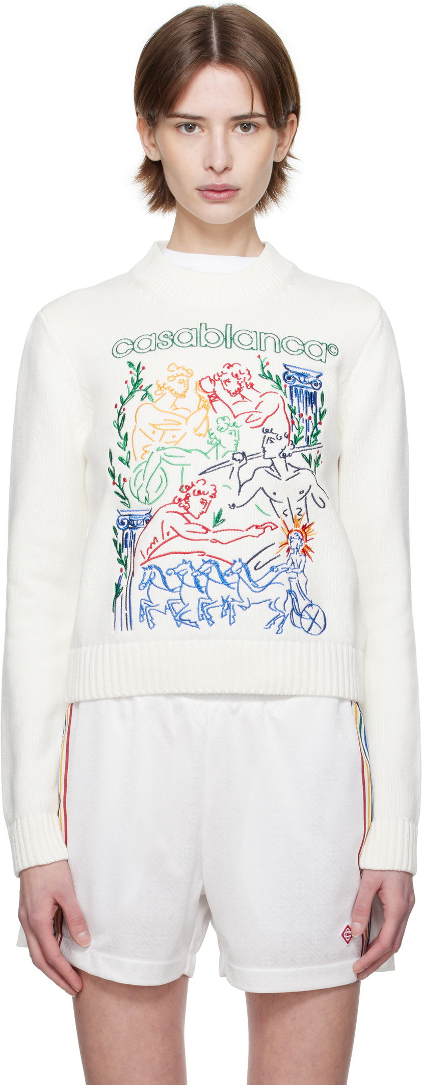 Džemper Casablanca Casablanca Embroidered Sweater Bijela | WPS25-KW-860-01