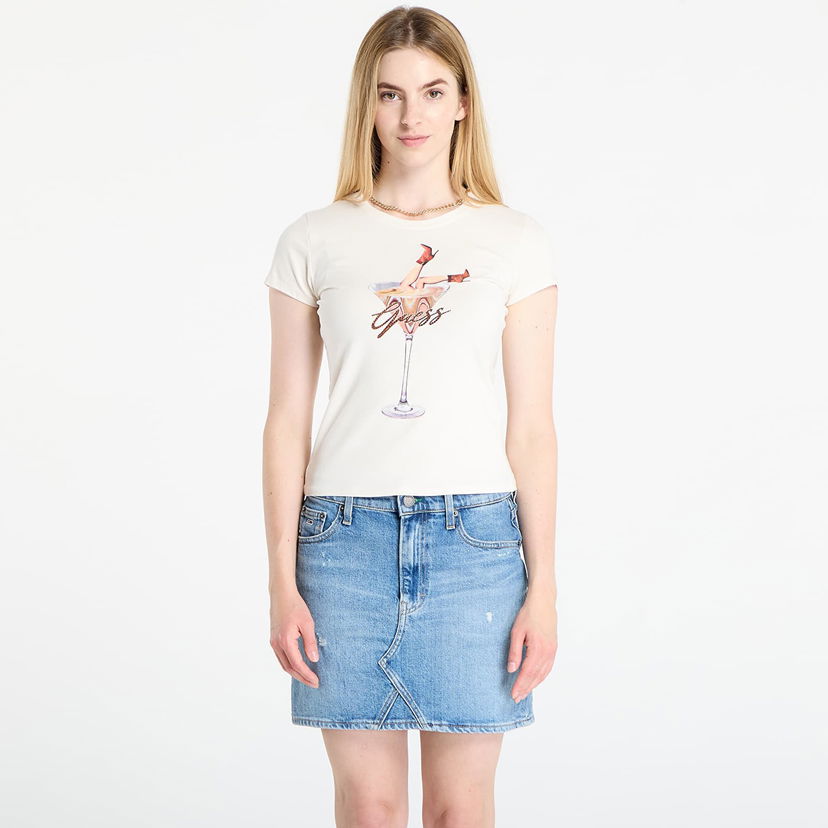 Majica kratkih rukava GUESS T-shirt Ss Tini Boots Espresso R5 Tee Beige Bež | W5YI41KA0Q1-G012
