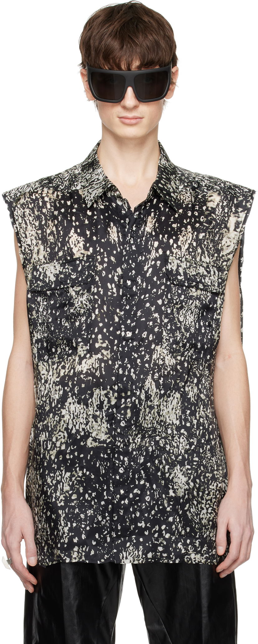 Košulja Rick Owens Rick Owens Hollywood Jumbo Sleeveless Overshirt Crna | RU01E5239 JP1