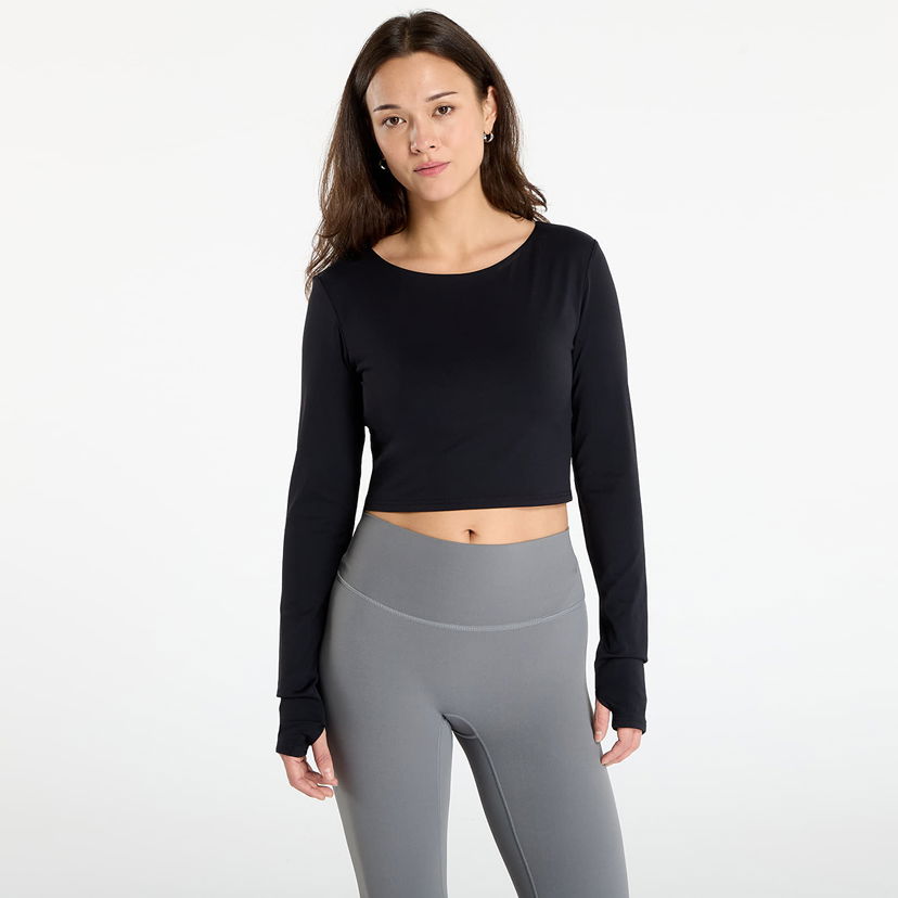 Crop top Urban Classics Sports Cropped Longsleeve Top with Thumbholes Crna | TB7807-00007