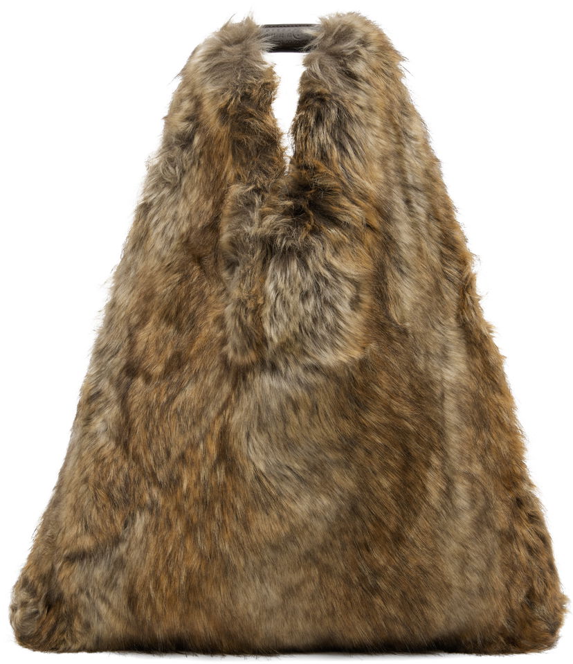 Tote bag Maison Margiela MM6 Maison Margiela Satin and Faux-Fur Tote Smeđa | S54WD0039 P8486