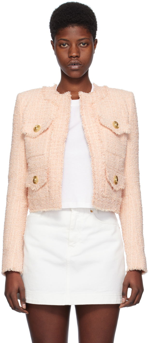 Jakna Balmain Collarless Jacket Ružičasta | CF1SK595XF91