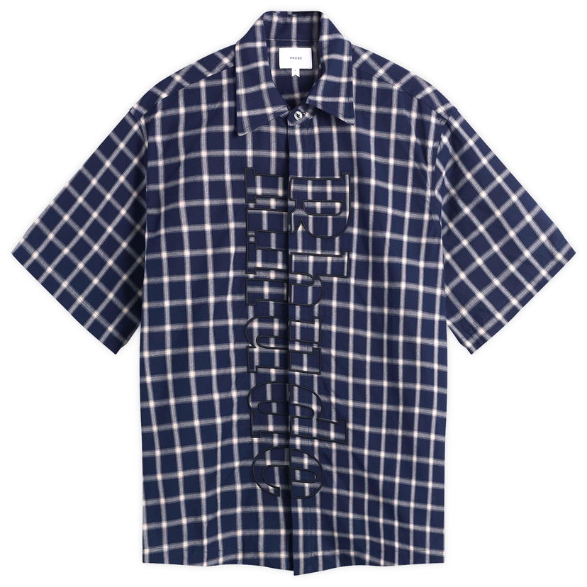 Košulja Rhude Rhude Center Logo Button Up Shirt, Size Large Tamnoplava | RHPF25SR05012-3076
