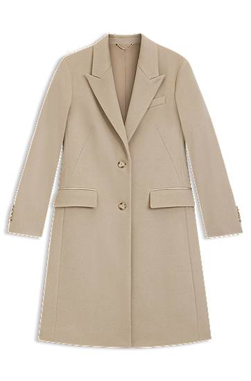 Kaputi BOSS Wool Coat with Peak Lapels Bež | 50548371, 0