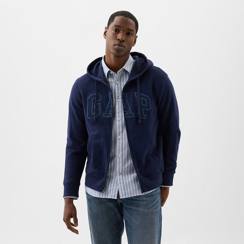 Dukserice GAP Logo Fullzip Hoodie Tapestry Navy Tamnoplava | 499917-03