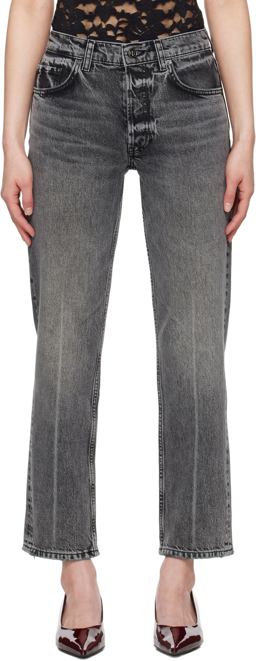 Jeans Anine Bing Anine Bing Kate Straight-Leg Jeans Siva | A-06-11158-WHG6