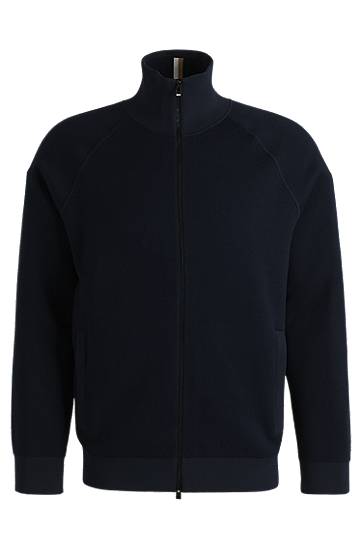 Bomber jakna BOSS Cotton-blend Zip-up Cardigan Tamnoplava | 50519629