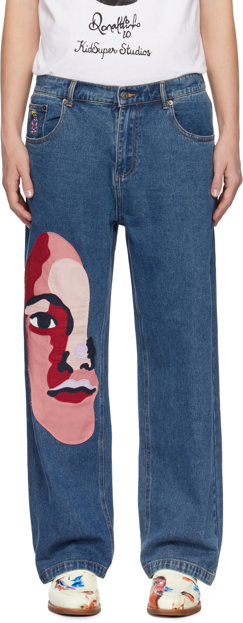 Jeans KidSuper Face Jeans Plava | AW24-PT-27