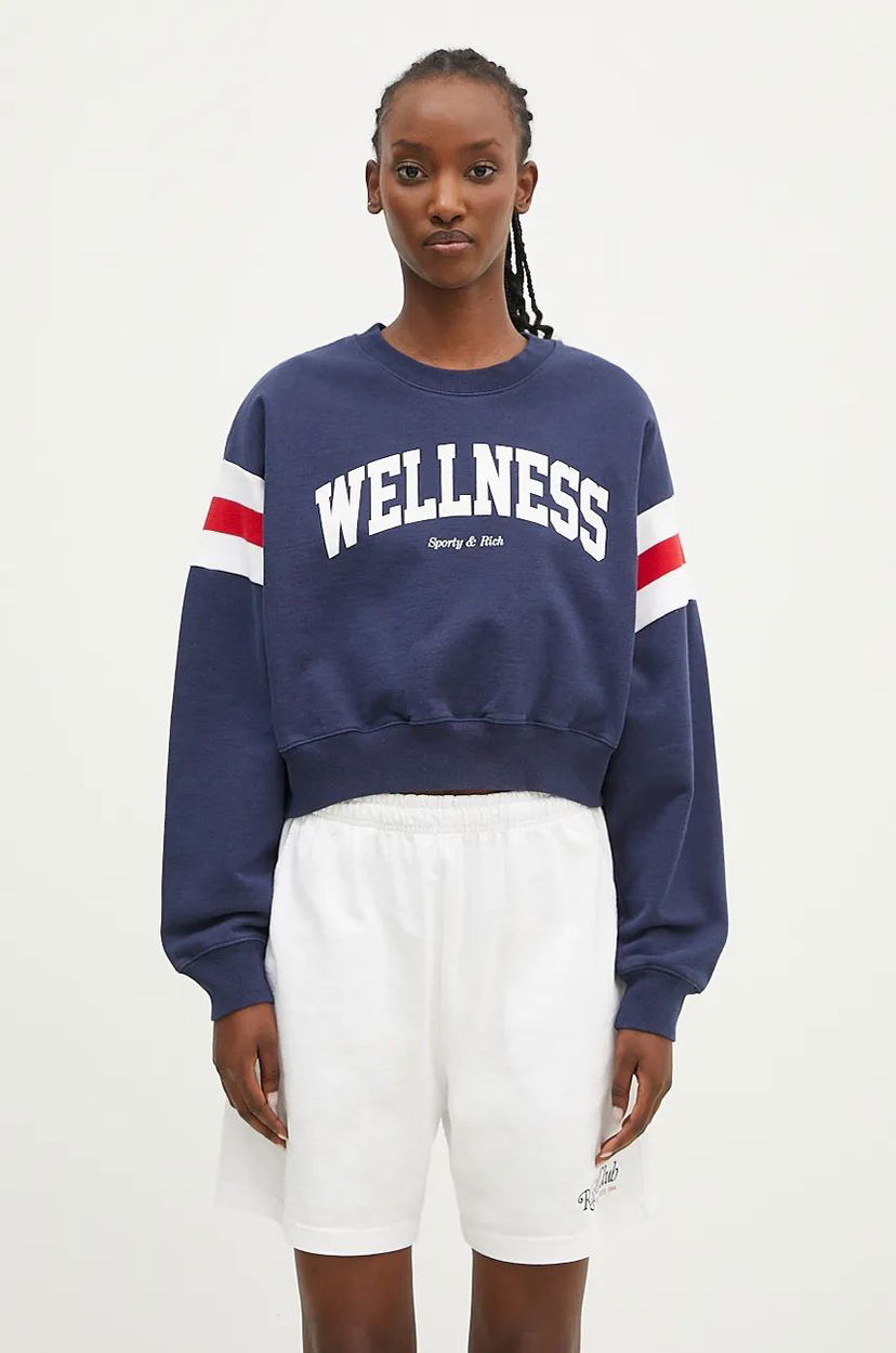 Dukserice Sporty & Rich Wellness Ivy Print Crop Sweatshirt Plava | WS058S406WN