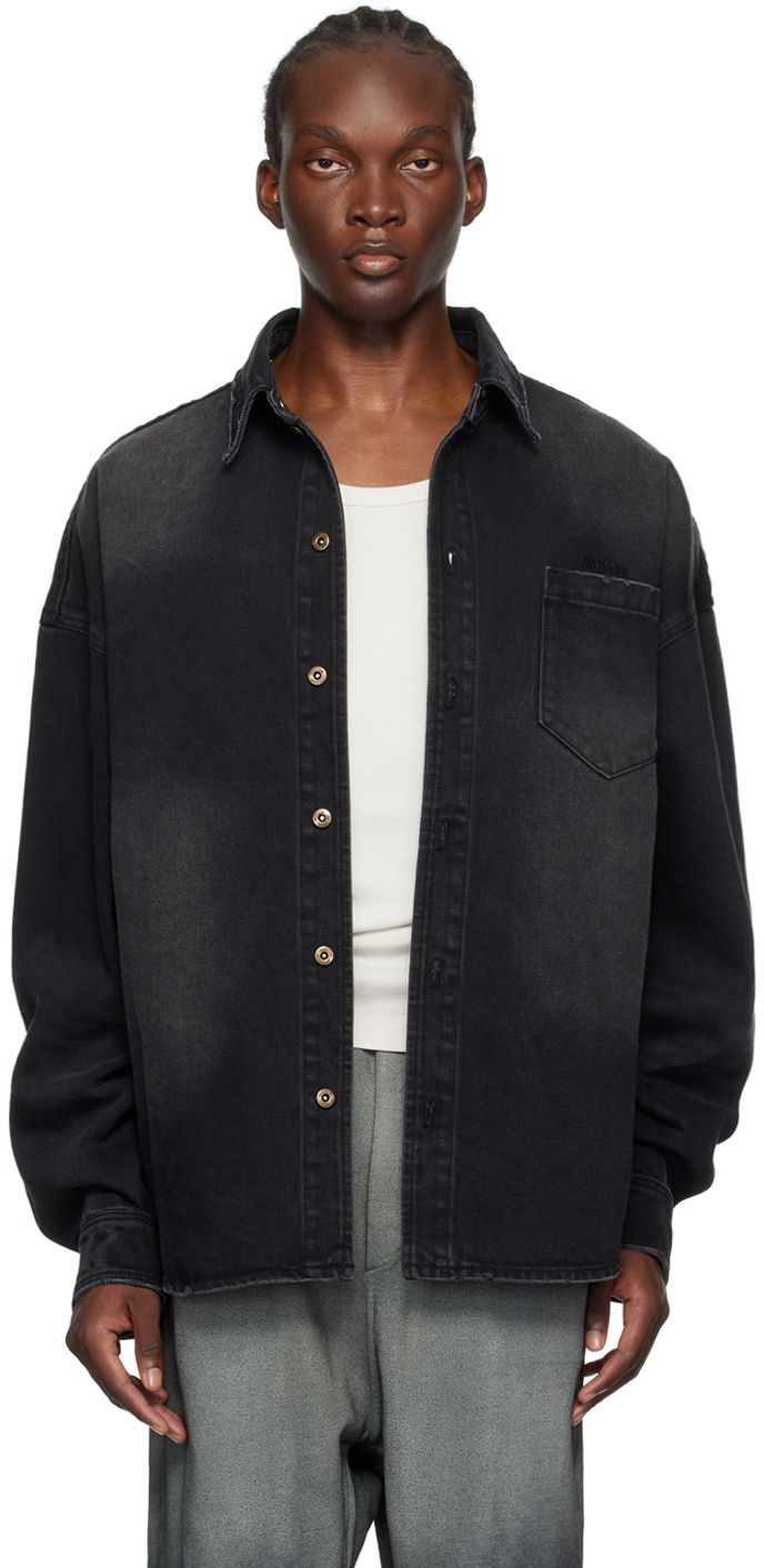 Košulja We11done Distressed Denim Shirt Crna | WD-DB2-24-354-U-BK