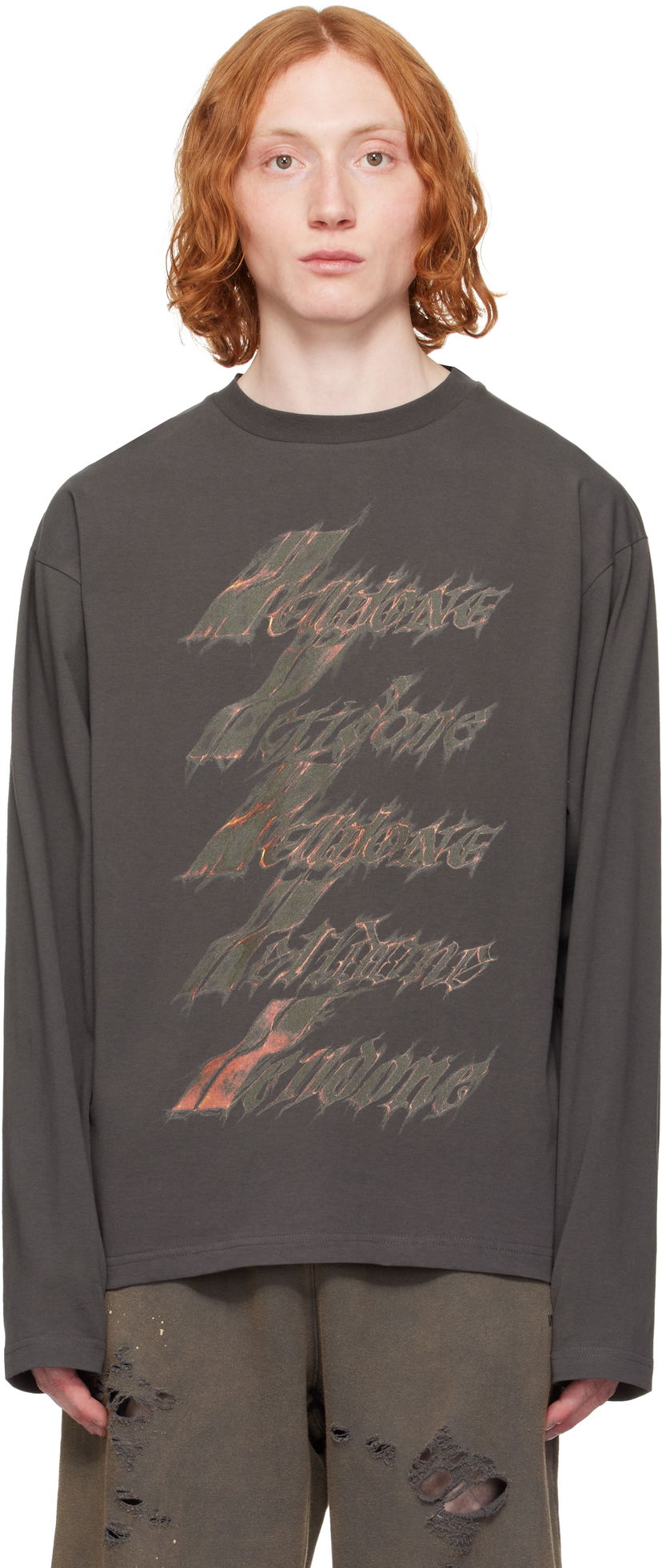 Majica kratkih rukava We11done We11done Spark Logo Long Sleeve T-Shirt Siva | WD-TT0-25-752-U-CH